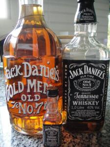 Thrre bottles of Jack Daniels