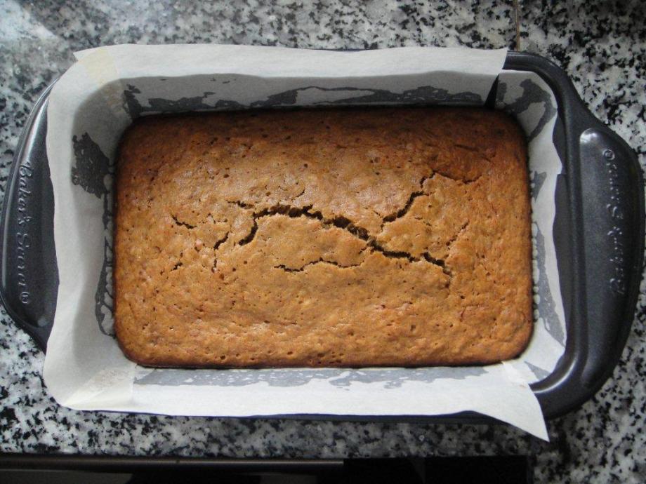 Banana bread taken out of oven.
