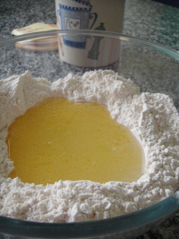 Melted butter in the well