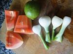 Papaya, lime and spring onions
