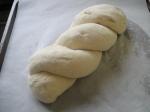 Plaited polenta bread dough