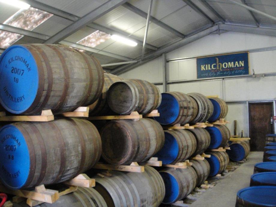 barrels of whisky in warehouse