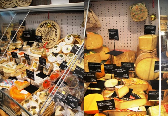 Part of the cheese display at Lafayette Gourmet Dubai
