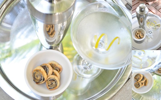 Black olive swirls and a martini Black olive swirls and a martini