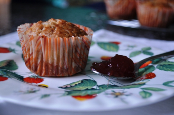 Strawberry jam muffins