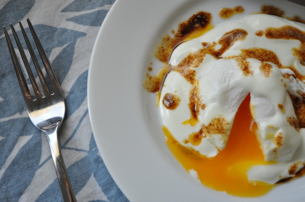 Turkish poached eggs or cilbir
