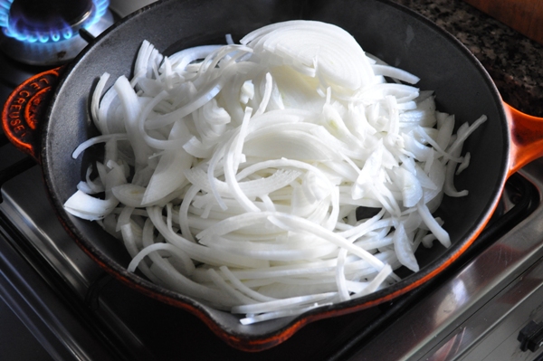 White onions in a pan
