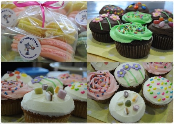 Cup cakes and macarons