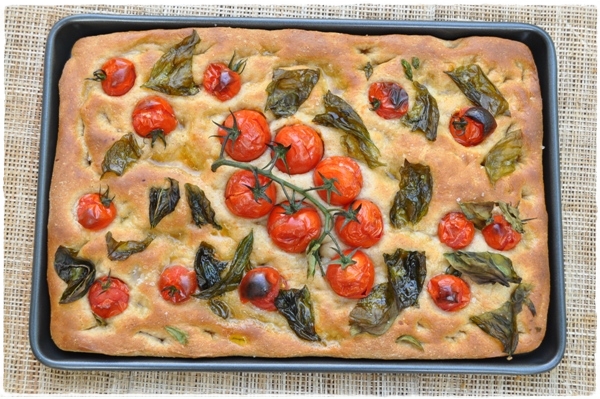 Tomato and basil focaccia