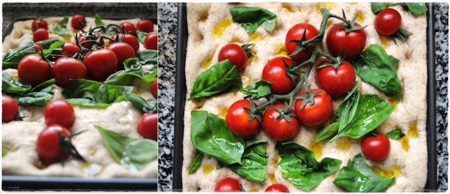 Tomato and basil focaccia