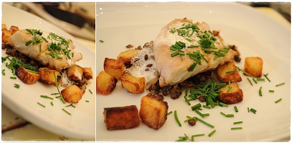 Hamour with lentils and potatoes