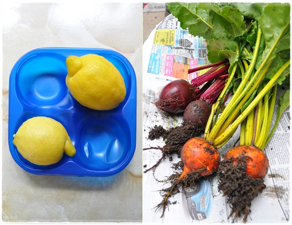 Unwaxed lemons and beetroot