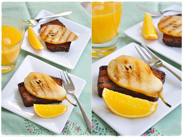 Gingerbread and pears on BBQ(1) Gingerbread and pears