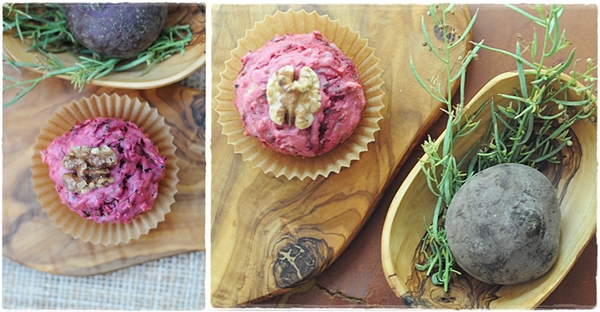 Beetroot and walnut muffin (collage) Beetroot and walnut muffins