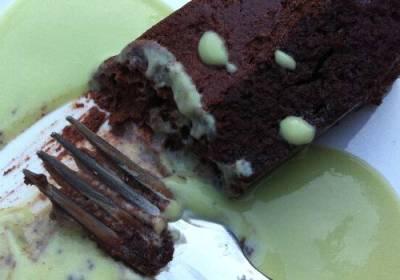 Chocolate marquise with mint creme anglaise 