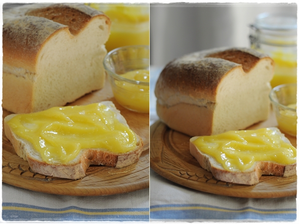 Lemon curd on bread