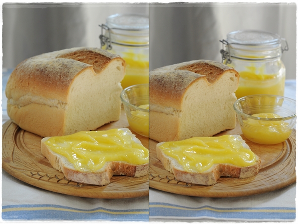 Lemon curd on fresh bread