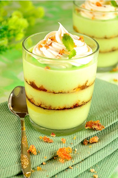 Mint Custard Pudding with Brown Nougat  from Love and Other Spices