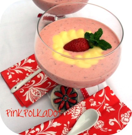 Strawberry soup with custard - Pink Polkadot food