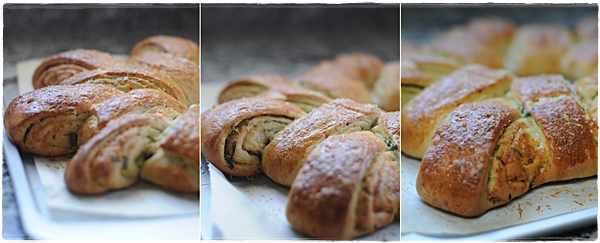 Festive wreath garlic herb bread