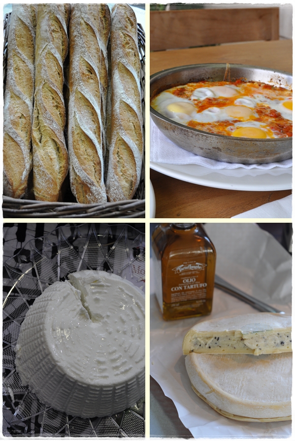 Bread, cheese, shakshuka