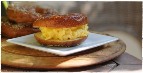 Bagels with scrambled egg