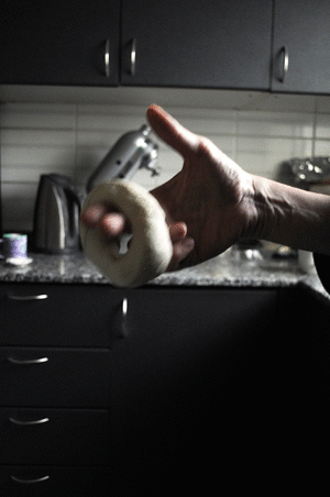 Making the hole in bagels