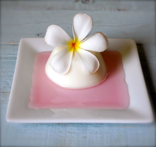 Cardamom panna cotta with rosewater syrup