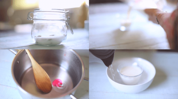 Making cardamon and rosewater panna cotta