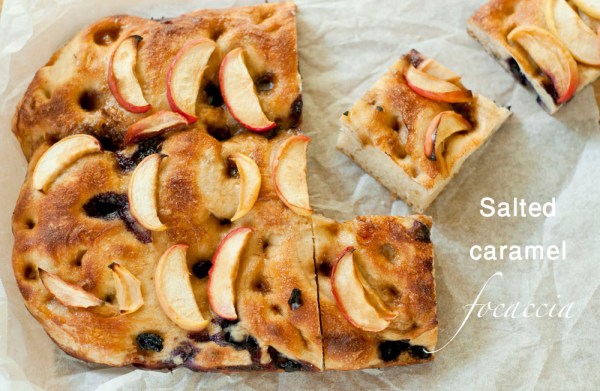 Blueberry and apple salted caramel focaccia