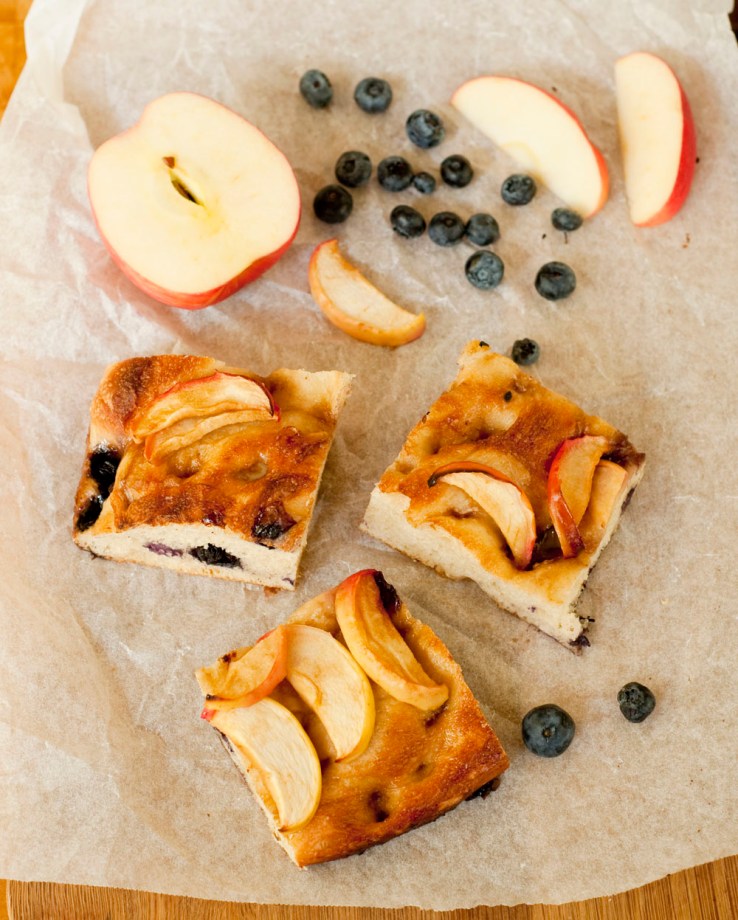 Blueberry and apple caramel focaccia