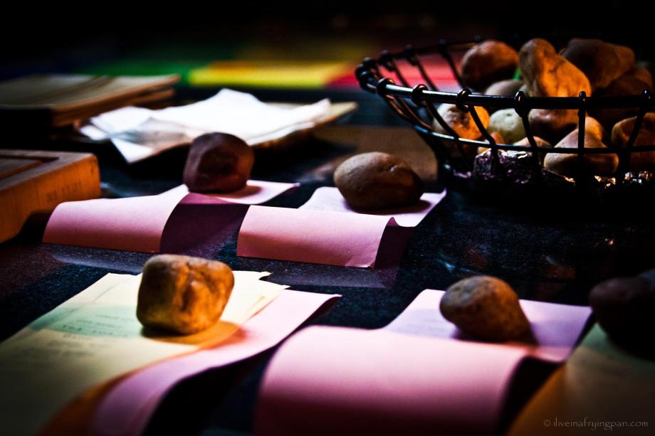 Orders weighed with pebbles