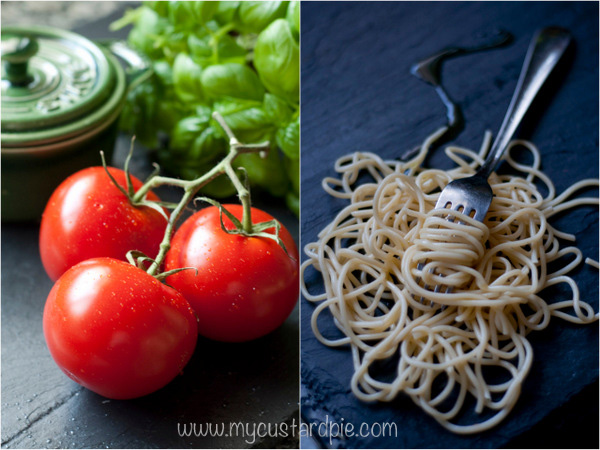 Tomatoes and spaghetti