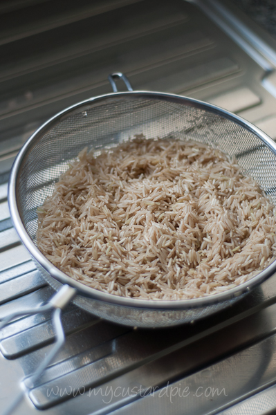 draining rice
