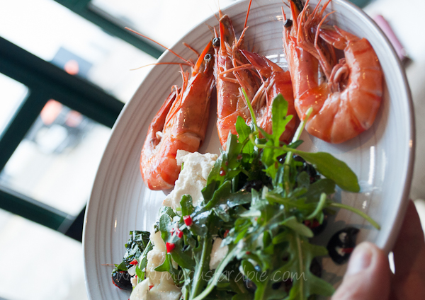 Prawns and salad