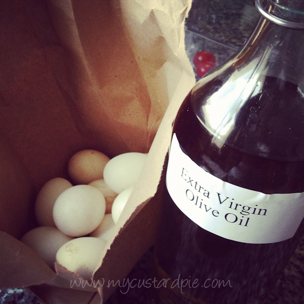 Olive oil and eggs