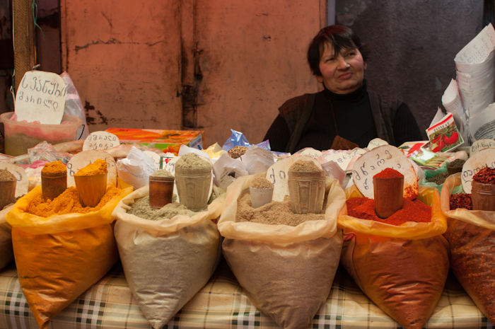 Spices for sale in the market in Tbilisi, Georgia