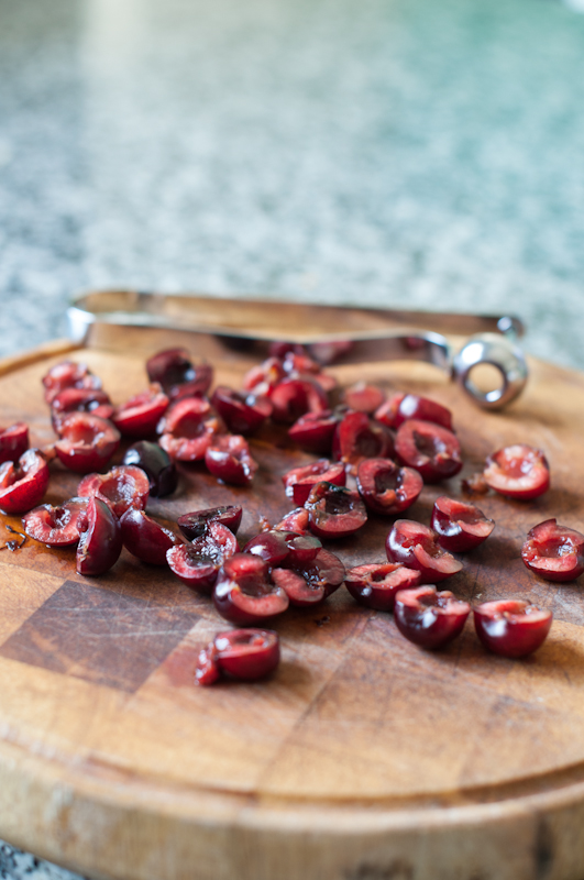 Cherry, almond, spelt muffin on mycustardpie.com