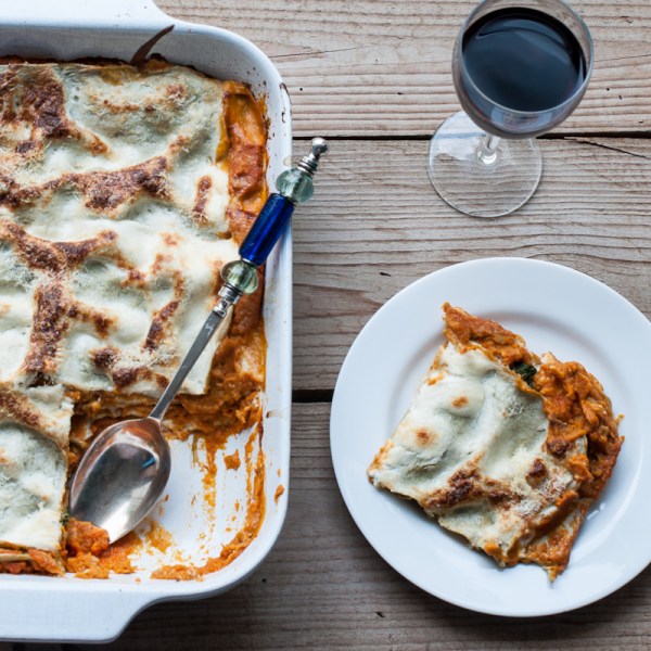 Tomato lentil and spinach lasagne reccipe on mycustardpie.com
