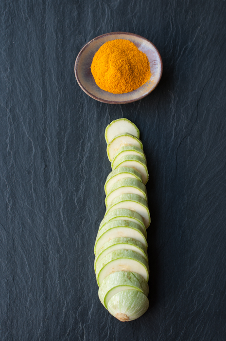 Courgettes and mushrooms on My Custard Pie