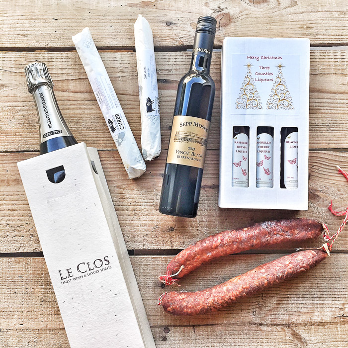 Salami from the Cotswold curer and some fruit liqueurs from the Stroud .The best salami In my kitchen on mycustardpie