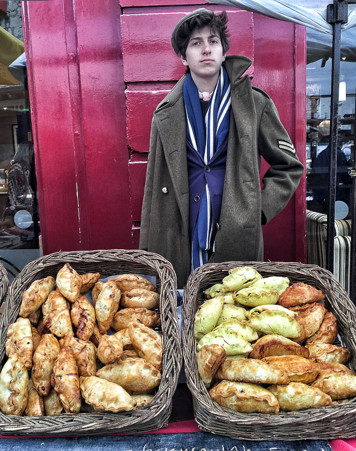 Red noses, warm pasties at Stroud Farmers Market - more about December food experiences on mycustardpie.com