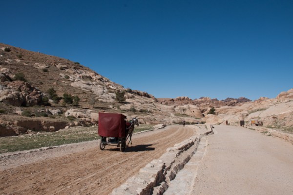 Horse and carriage into Petra. Visit Jordan on a family holiday - mycustardpie.com