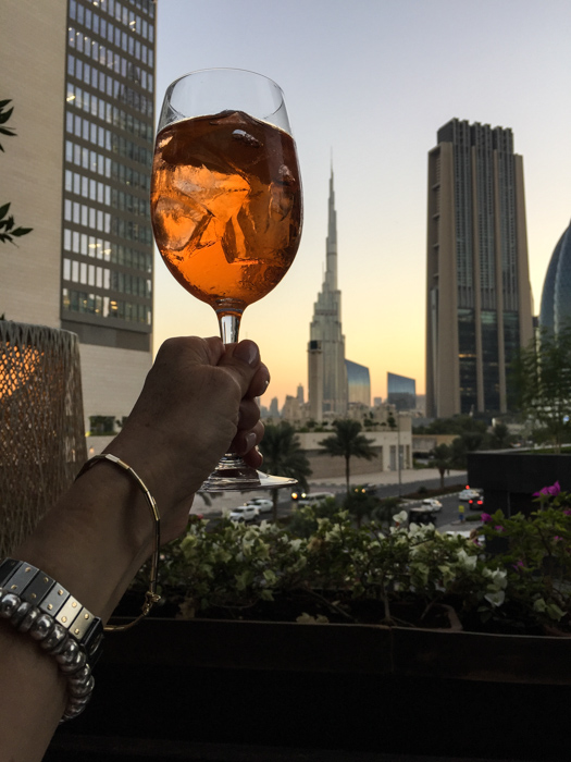 Watching the sunset from Robertos terrace in Dubai drinking cocktails. To find a recipe for gin cocktails with a twist visit mycustardpie.com