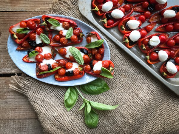 Roast caprese stuffed mini peppers