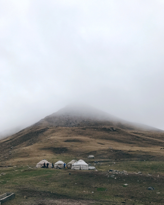 Our yurts. Hiking and exploring in Kyrgyzstan