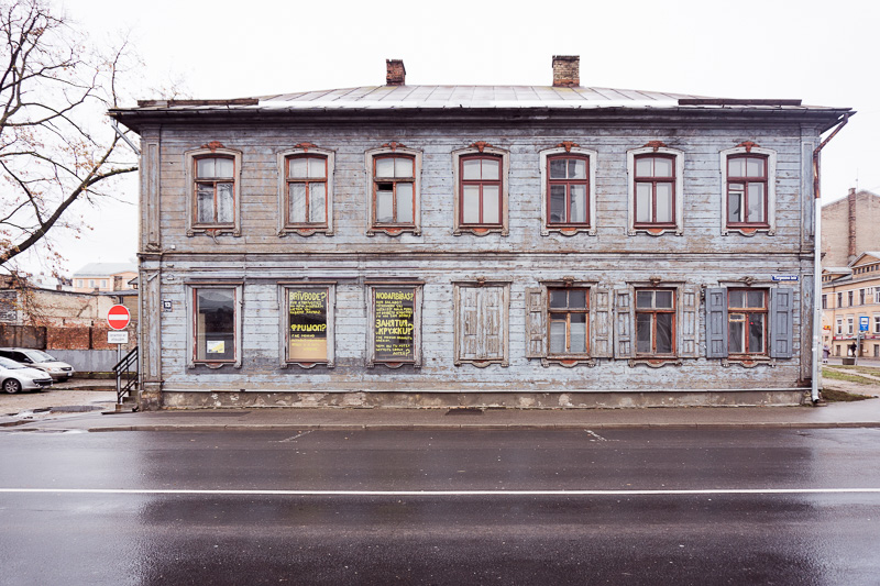 Wooden building with peeling paint