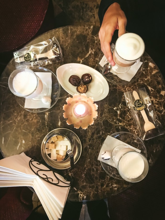 Table with drinks on