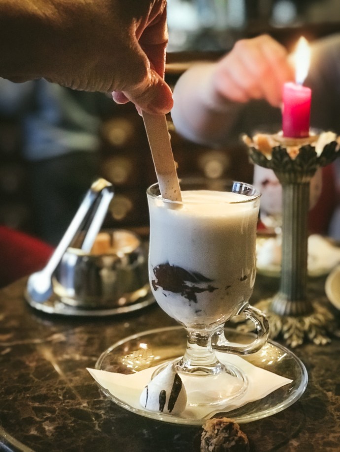 A glass of hot chocolate