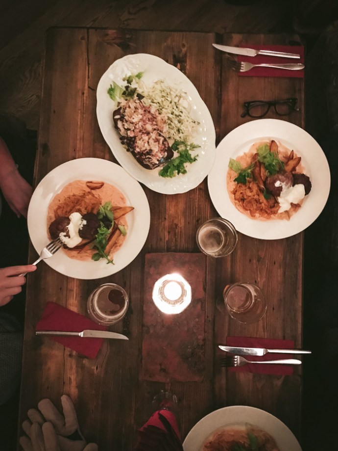 Table with plates of food